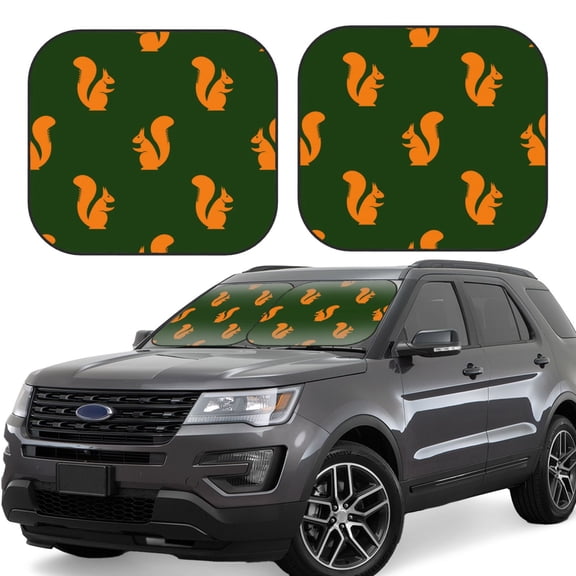 Rateoe Bold Squirrel Silhouettes Pattern 2 Piece Car Windshield Sun Shade Foldable | Front Windshield Shade for Sun, Heat and UV Rays | Sunshade for Car Front Window-Large