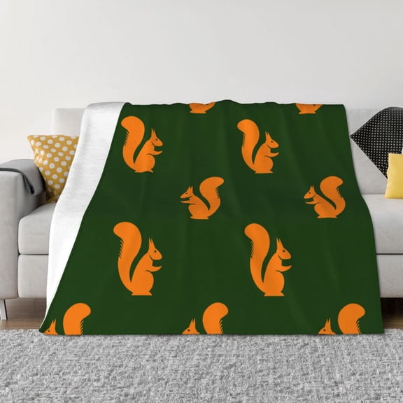 Rateoe Bold Squirrel Silhouettes Pattern Flannel Throw Blanket, Ultra-soft Blanket for Bed, Couch, Car, Hypoallergenic Anti-pilling blanket-60"x50"(Horizontal)