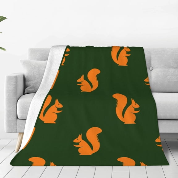 Rateoe Bold Squirrel Silhouettes Print Fuzzy Fleece Throw Blanket Extra Large,Super Soft,Fluffy and Warm Blankets for Couch,Bed,All Season Use (50"x40")