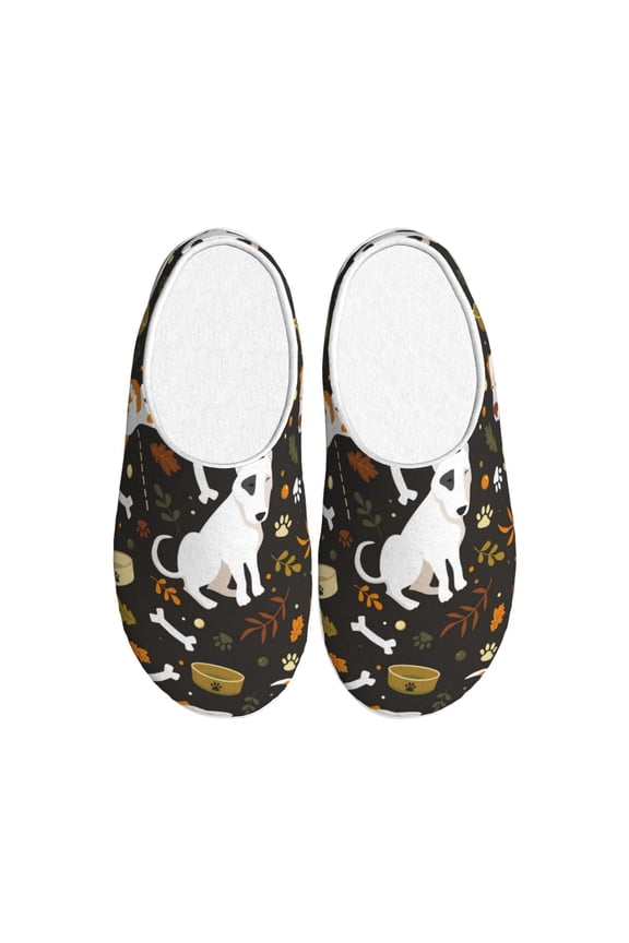 Bones And Leaves Print Women's Men's Cotton Knit Slippers Lightweight Memory Foam Indoor House Shoes with Anti-Skid Sole-40/41