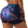 thumbnail image 1 of Rateoe Book Glowing Mushrooms Printed Power Workout Shorts for Women Tummy Control Squat Proof Ribbed Thick Seamless Scrunch Active Short-Large, 1 of 8
