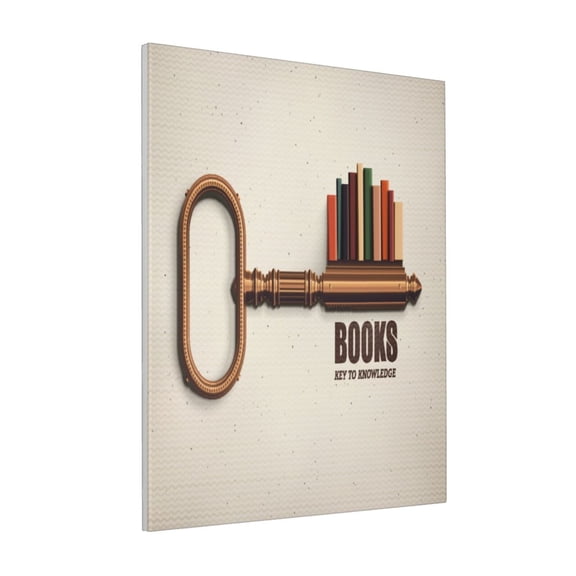 Rateoe Books Key To Knowledge Pattern Decorative Picture – Unique Modern Wall Art, Ready-to-Hang Canvas Print for Home (Vertical)