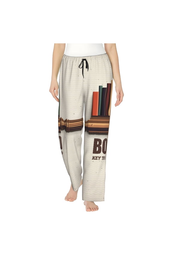 Books Key To Knowledge Pattern Women’s Ultra-Soft Comfy Pajama Lounge Pants Sleepwear,Comfortable Lounge Wear,lightweight Pajamas, Casual Home Wear-Medium