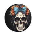 thumbnail image 1 of Rateoe Bow Flower Skull Pattern Tire Cover Wheel Protectors Weatherproof Wheel Covers Universal Fit for Trailer Rv SUV Truck Camper Travel Trailers Accessories-17 inch, 1 of 6