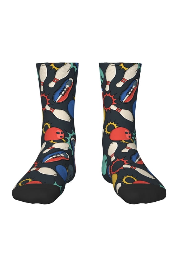 Bowling Ball Pattern Children's Socks, Socks Gifts ,kids Crew Soft Cotton Socks , Moisture-Wicking, Durable, Ideal for Daily Wear & Sports