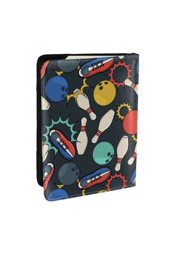 Bowling Ball Pattern Passport Holder Wallet Leather Mulit-purpose Travel Wallet Credit Cards Case ,Passport Cover for Women Men-6.5 in