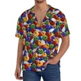 thumbnail image 1 of Rateoe Bowling Colorful Pattern Men's Short Sleeve Classic Shirt, Casual Short-Sleeved Shirt, Lightweight Summer Shirt, Cuban Collar Shirt,Button-Front Shirt-Medium, 1 of 5