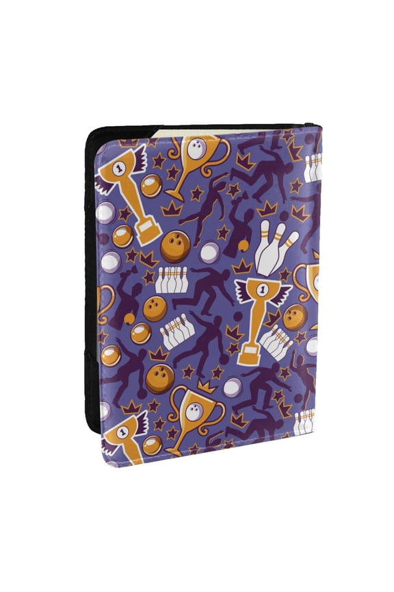Bowling Game Pattern Passport Holder Wallet Leather Mulit-purpose Travel Wallet Credit Cards Case ,Passport Cover for Women Men-6.5 in