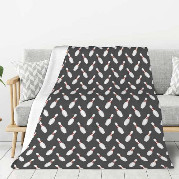 Rateoe Bowling Pins Pattern Flannel Throw Blanket, Ultra-soft Blanket for Bed, Couch, Car, Hypoallergenic Anti-pilling blanket-40"x30"(Vertical)