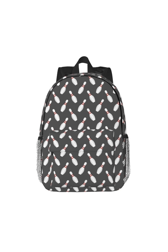 Bowling Pins Pattern Student Backpack Water-resistant Backpack 15-inch Laptop Backpack Lightweight Adjustable School Backpack