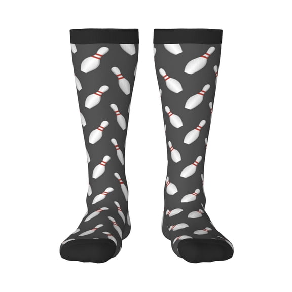 Rateoe Bowling Pins Pattern Women’s Knee High Crew Socks,Trouser Socks Comfortable, Breathable, Moisture-Wicking and Soft