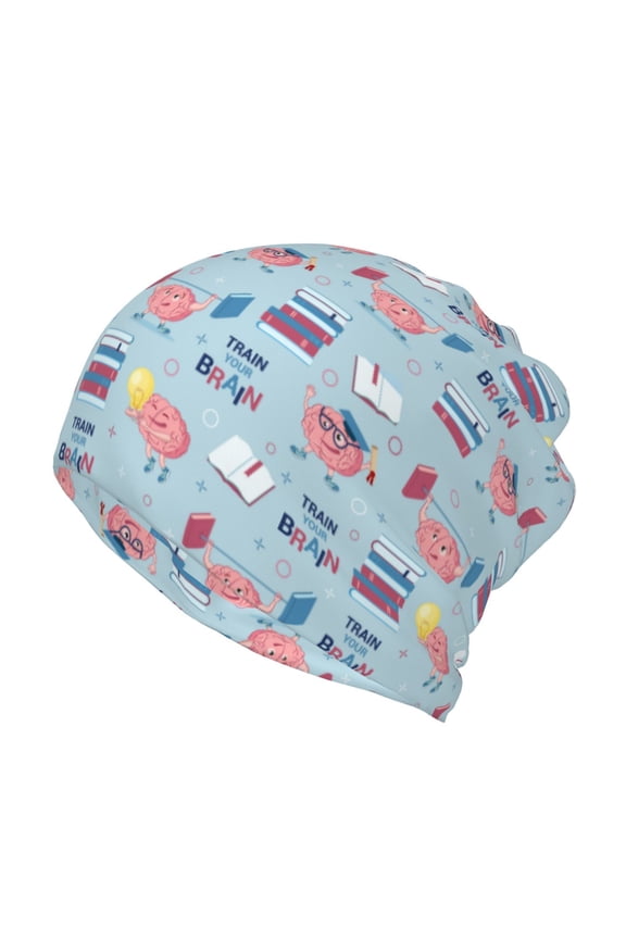 Brain Training Cotton Slouchy Beanie Hat for Men/Women,Lightweight Oversize Large Thin Skull Cap Night Sleeping Cap