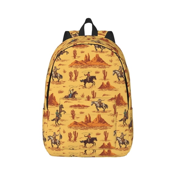 Rateoe Brave Cowboys Pattern Canvas College Laptop Backpack,Travel Daypack,Durable Rucksack Travel Notebook Bag School Backpack Book Bag for Men Women-Small