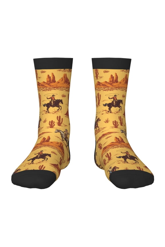 Brave Cowboys Pattern Children's Socks, Socks Gifts ,kids Crew Soft Cotton Socks , Moisture-Wicking, Durable, Ideal for Daily Wear & Sports