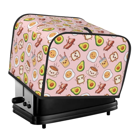 Rateoe Breakfast Pattern Toaster Covers 4 Slice Wide Slot,Bread Machine Cover,Bread Dust Cover & Fingerprint Protection,Appliance Covers