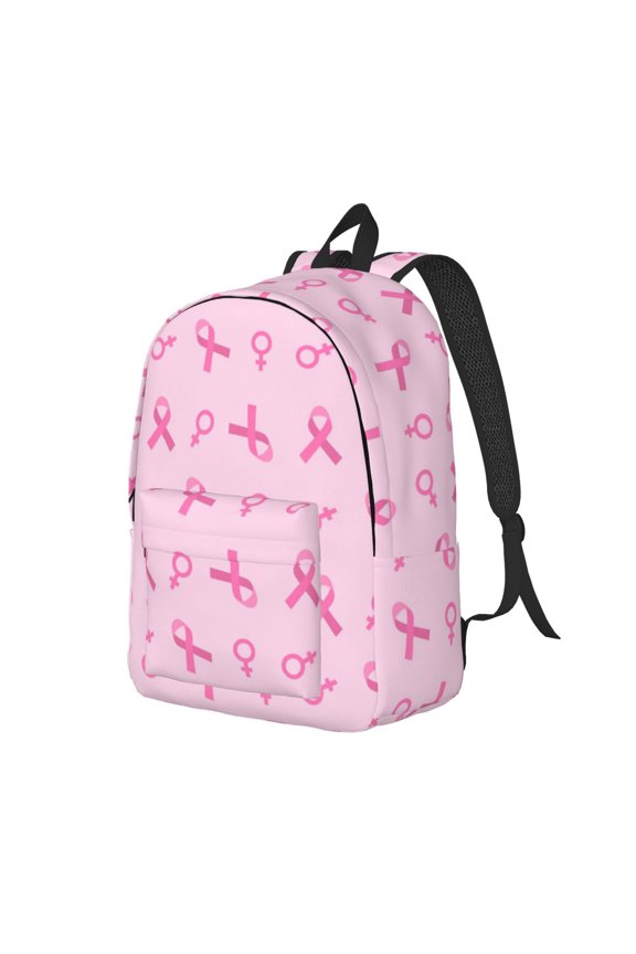 Breast Cancer Awareness 1 Pattern Durable Canvas Backpack for Men & Women – Stylish & Lightweight – Adjustable Straps, Multiple Pockets – Fits 15-17 Inch LaptopsSmall