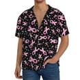 thumbnail image 1 of Rateoe Breast Cancer Awareness (2) Print Mens Front Pocket Hawaiian Shirts Casual Shirts Short Sleeve Button Down Beach Tropical Shirts-X-Large, 1 of 5