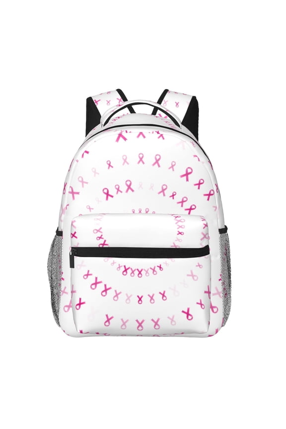 Breast Cancer Awareness (4) Pattern Casual Backpack for School, Work, Travel Adjustable Straps, Multiple Compartments Ergonomic Design, Fits Laptops and Tablets