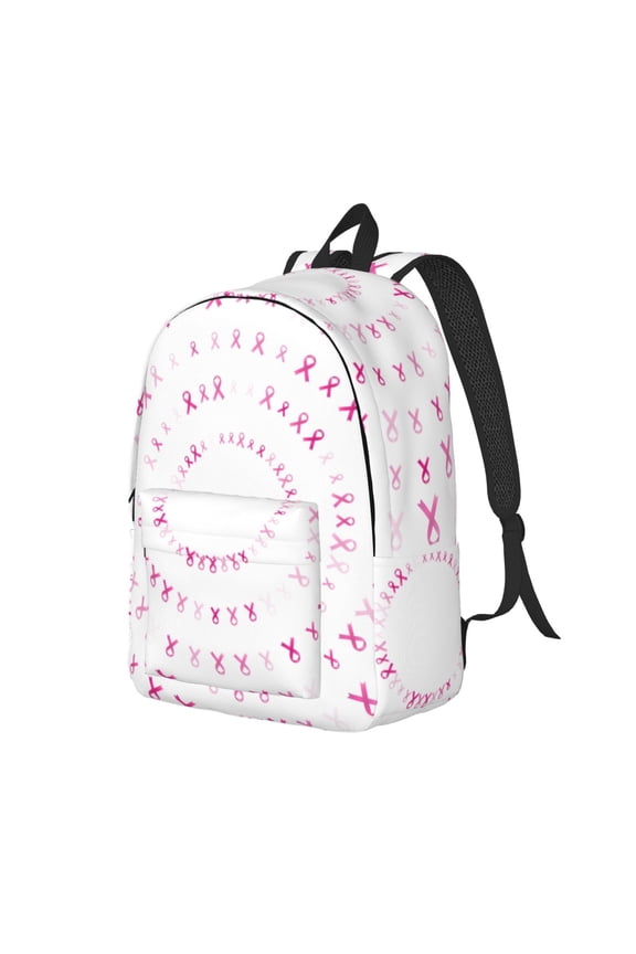 Breast Cancer Awareness (4) Pattern Durable Canvas Backpack for Men & Women – Stylish & Lightweight – Adjustable Straps, Multiple Pockets – Fits 15-17 Inch LaptopsSmall
