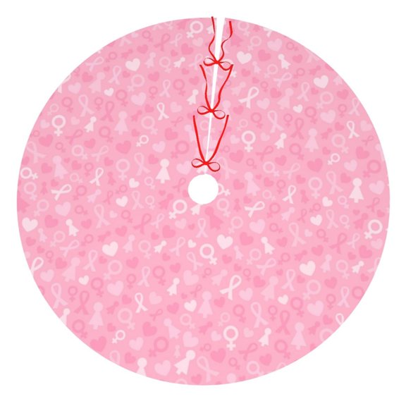 Rateoe Breast Cancer Awareness Print Christmas Tree Skirt 36" for Xmas Holiday New Year Party Circle Tree Mat Ornaments Decoration