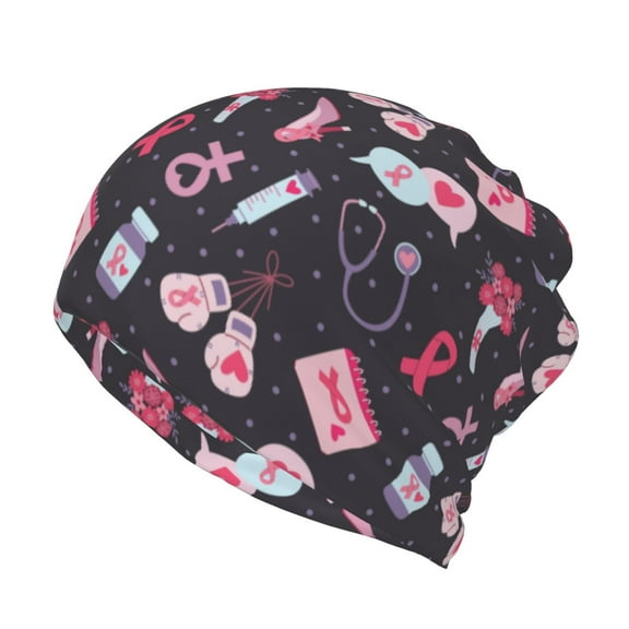 Rateoe Breast Cancer Awareness1 Cotton Slouchy Beanie Hat for Men/Women,Lightweight Oversize Large Thin Skull Cap Night Sleeping Cap