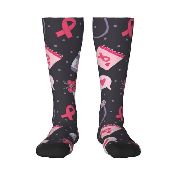 Rateoe Breast Cancer Awareness1 Pattern Women’s Knee High Crew Socks,Trouser Socks Comfortable, Breathable, Moisture-Wicking and Soft