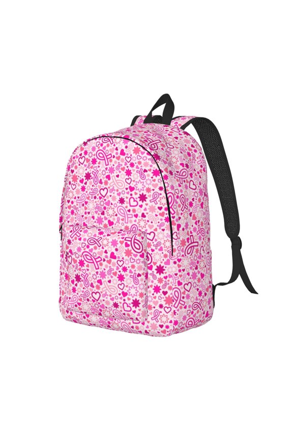 Breast Cancer Awareness2 Pattern Durable Canvas Backpack for Men & Women – Stylish & Lightweight – Adjustable Straps, Multiple Pockets – Fits 15-17 Inch LaptopsMedium