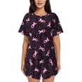 thumbnail image 1 of Rateoe Breast Cancer Awareness3 for 2 Piece Short Sleeves Pajama Sets Casual Lounge Sleepwear Ladies Pjs Sets with Pocket-4X-Large, 1 of 6
