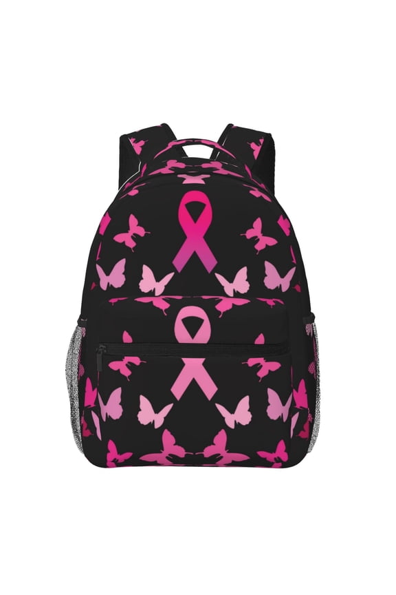 Breast Cancer Pattern Casual Backpack for School, Work, Travel Adjustable Straps, Multiple Compartments Ergonomic Design, Fits Laptops and Tablets