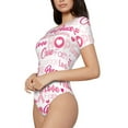 thumbnail image 1 of Rateoe Breast Cancer Pink Ribbons Awareness (2) Printed Women Rash Guard Short Sleeve,Tummy control Swimsuit Surfing Swimsuit Bathing Suit Short-sleeved Onesie UPF 50+, 1 of 6