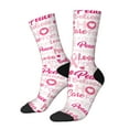 thumbnail image 1 of Rateoe Breast Cancer Pink Ribbons Awareness (2) for Women Casual Calf Socks - Cute Crew Socks - Thin Soft Above Ankle Socks Size 5-11, 1 of 6