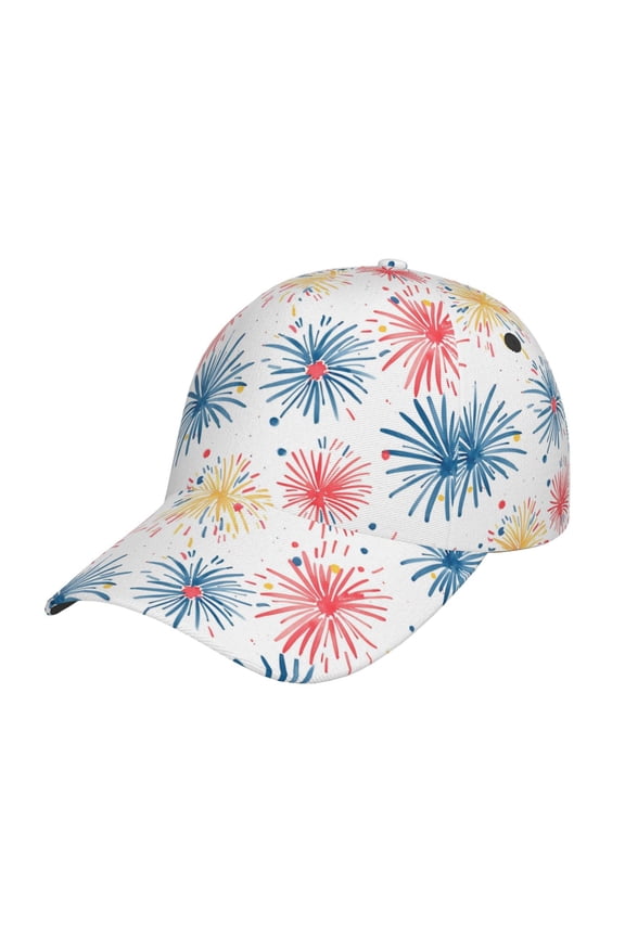 Bright Colorful Fireworks Pattern Mens Baseball Cap Adjustable Curved Brim Hat, Soft Cotton Sports Cap for Outdoor, Casual, and Everyday Wear, Comfortable & Breathable