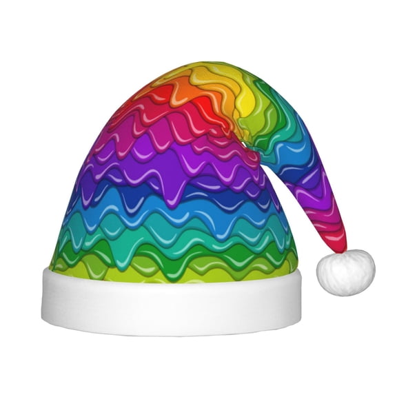 Rateoe Bright Rainbow Santa Hat Confortable Christmas Hat for Christmas Party Favors Fit for Kids