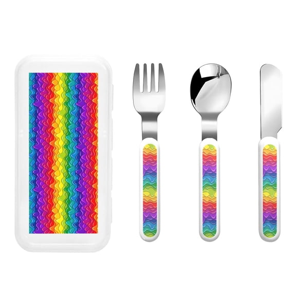 Rateoe Bright Rainbow for Stainless Steel Kids Silverware Set - Child and Toddler Safe Flatware - Children's Knife, Fork And Spoon Set