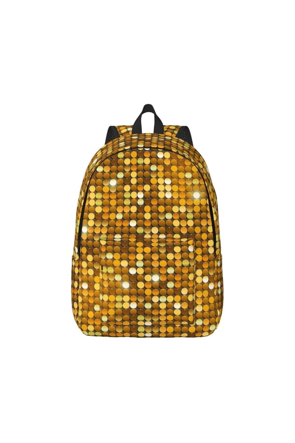 Bright Shiny Golden Pattern Canvas College Laptop Backpack,Travel Daypack,Durable Rucksack Travel Notebook Bag School Backpack Book Bag for Men Women-Medium
