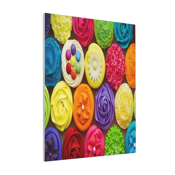 Rateoe Brightly Colored Cupcakes Pattern Decorative Picture – Unique Modern Wall Art, Ready-to-Hang Canvas Print for Home (Vertical)