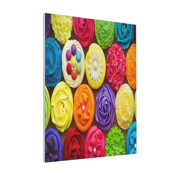 Rateoe Brightly Colored Cupcakes Pattern Decorative Picture – Unique Modern Wall Art, Ready-to-Hang Canvas Print for Home (Vertical)