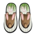 thumbnail image 1 of Rateoe Brown Bunny Pattern Fuzzy Slippers Fuzzy Soft House Slippers Plush Furry Warm Cozy Open Toe Fluffy Home Shoes-Large, 1 of 8