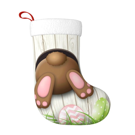 Rateoe Brown Bunny Print Christmas Stockings,18 Inch Large Christmas Stockings Decoration Ornaments for Holiday Home Fireplace Indoors