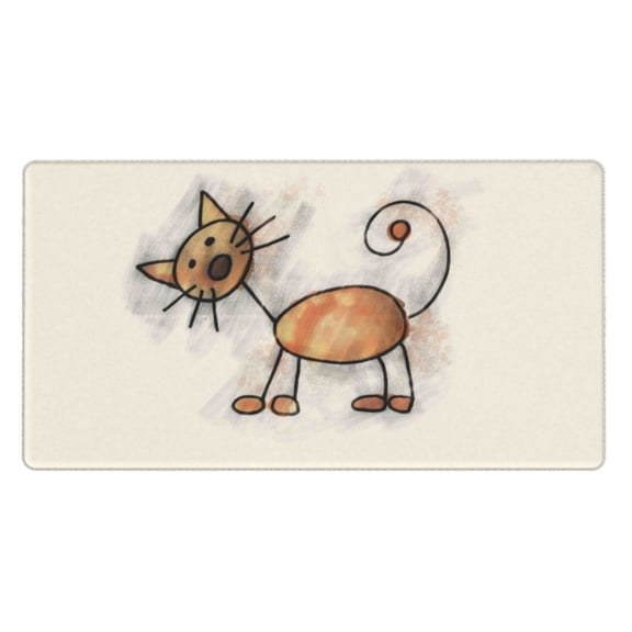 Rateoe Brown Cat Cartoon Print Mouse Pad - Extended Large Gaming Mousepad,Non-Slip Stitched Edge,16x29.5 Inch