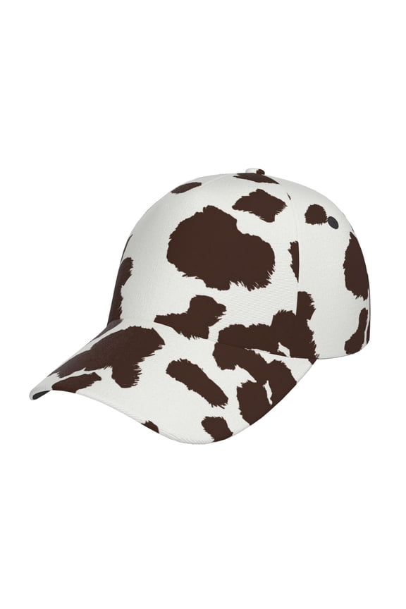 Brown Cow Pattern Baseball Cap Outdoor Cap Mountain Dad Hat - Unstructured Soft Cotton Cap-Adjustable UV Protection Cap