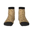 thumbnail image 1 of Rateoe Brown Flowers Pattern Quarter Crew Socks,Toe Seamed Ankle Socks,Cotton Cushioned Breathable Athletic Crew Sports Socks, 1 of 7