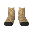 thumbnail image 1 of Rateoe Brown Flowers Pattern Quarter Crew Socks,Toe Seamed Ankle Socks,Cotton Cushioned Breathable Athletic Crew Sports Socks, 1 of 7