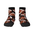 thumbnail image 1 of Rateoe Brown Football On Black Pattern Quarter Crew Socks,Toe Seamed Ankle Socks,Cotton Cushioned Breathable Athletic Crew Sports Socks, 1 of 7