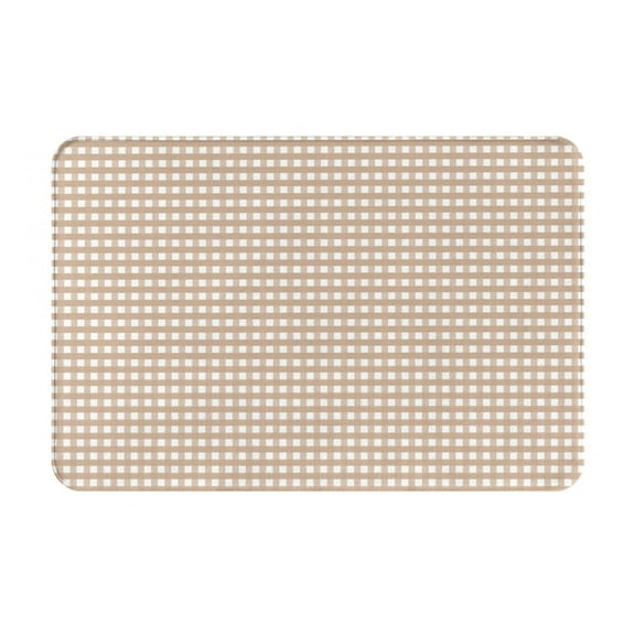 Rateoe Brown Gingham Pattern Flannel Door Mat Indoor Outdoor Entrance, Waterproof All-Weather Doormat,Fade Resistant, Low Profile Entryway Mat 16x24in
