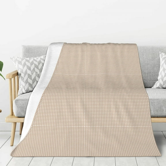 Rateoe Brown Gingham Pattern Flannel Throw Blanket, Ultra-soft Blanket for Bed, Couch, Car, Hypoallergenic Anti-pilling blanket-40"x30"(Vertical)