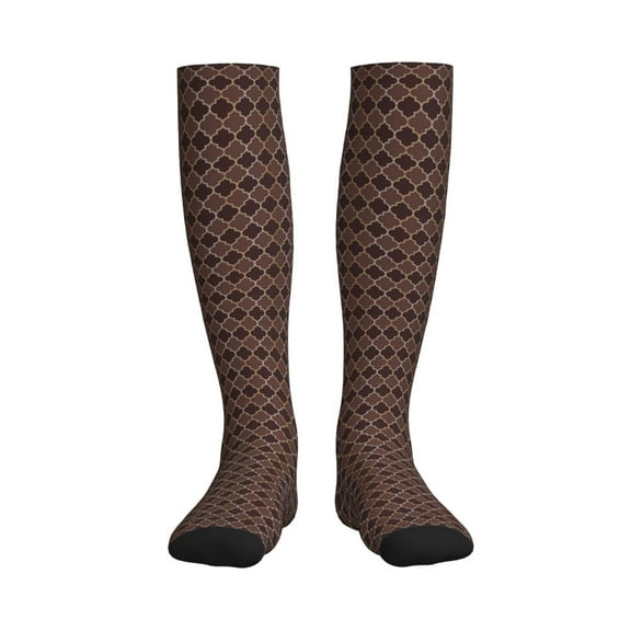 Rateoe Brown Gold Grid Compression Socks for Women and Men 20-30mmHg-Circulation Support Socks Knee High Nurse Pregnant Running Medical and Travel Athletic
