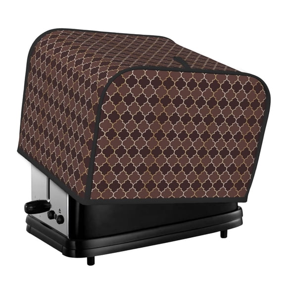 Rateoe Brown Gold Grid Pattern Toaster Covers 4 Slice Wide Slot,Bread Machine Cover,Bread Dust Cover & Fingerprint Protection,Appliance Covers