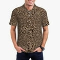 thumbnail image 1 of Rateoe Brown Leopard Pattern Men's Short Sleeve Polo Shirts, Golf Polo Shirts Short Sleeve Performance Moisture Wicking Dry-XX-Large, 1 of 6