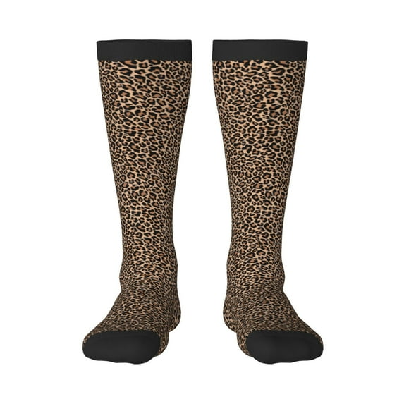Rateoe Brown Leopard Pattern Women’s Knee High Crew Socks,Trouser Socks Comfortable, Breathable, Moisture-Wicking and Soft
